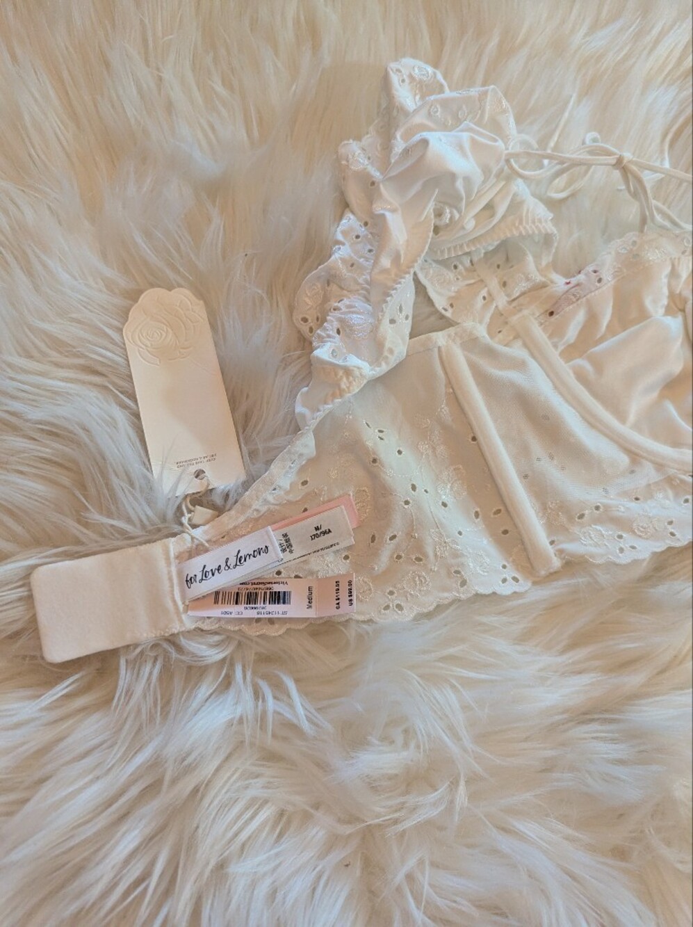 For Love And Lemons White Bra Top With Red Roses And Gingham Bows Medium NWT - Picture 4 of 6